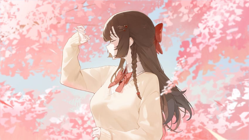 Stellive、白雪雏、白雪日和 (第一套服装) 1名女孩 蓝天 蝴蝶结 辫子 乳房