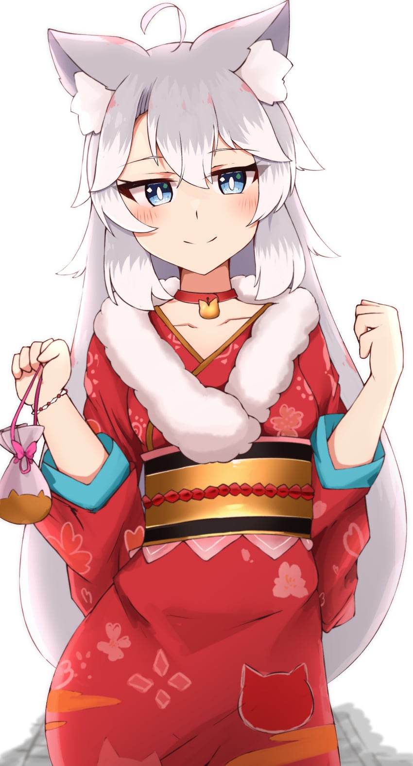 原创 1名女孩 呆毛 兽耳毛 兽耳 项圈