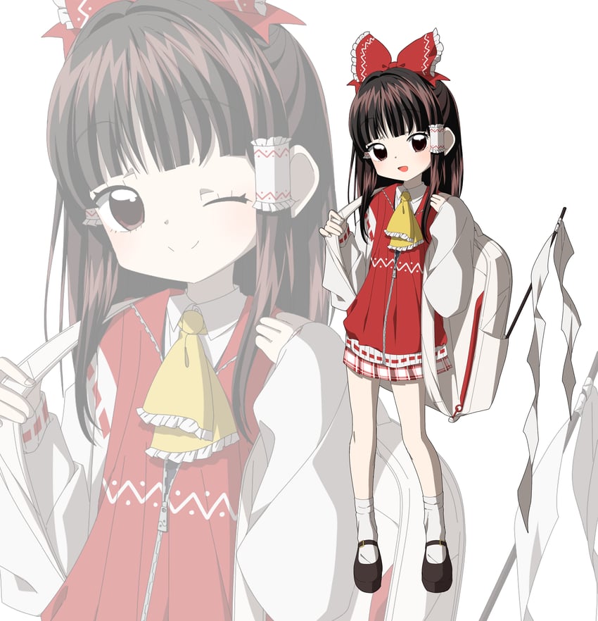 东方Project、博丽灵梦 1名女孩 改装服装 替换服装 背包 包