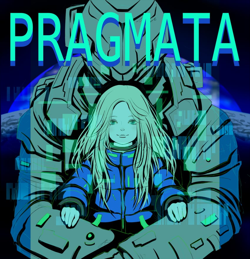 Pragmata、戴安娜 (Pragmata)、休·威廉姆斯 1名男孩 1名女孩 水色瞳 金发 蓝色大衣