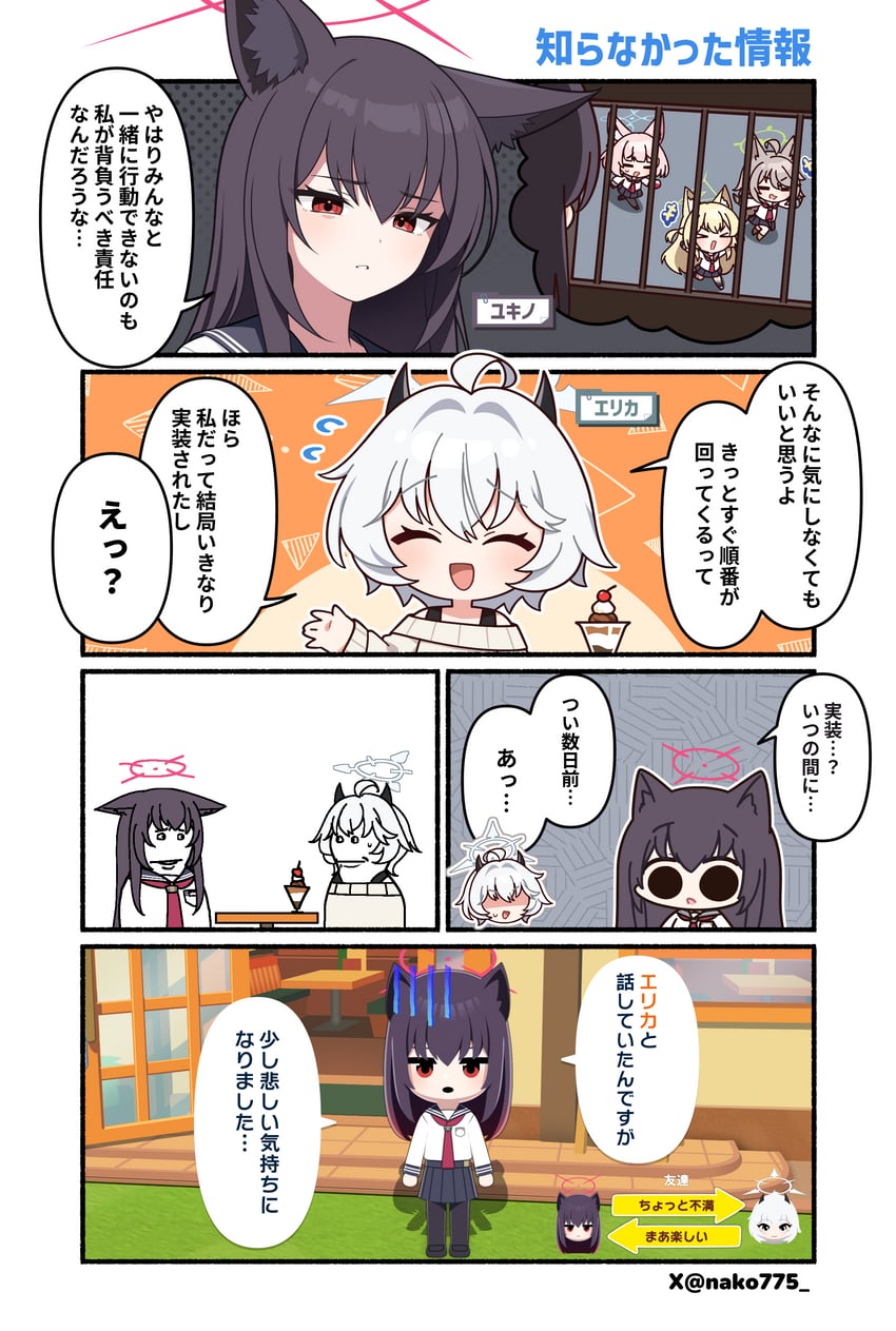 蔚蓝档案、朋友聚会、朋友生活：活在梦中 2名女孩 呆毛 替换服装 兽耳 黑发