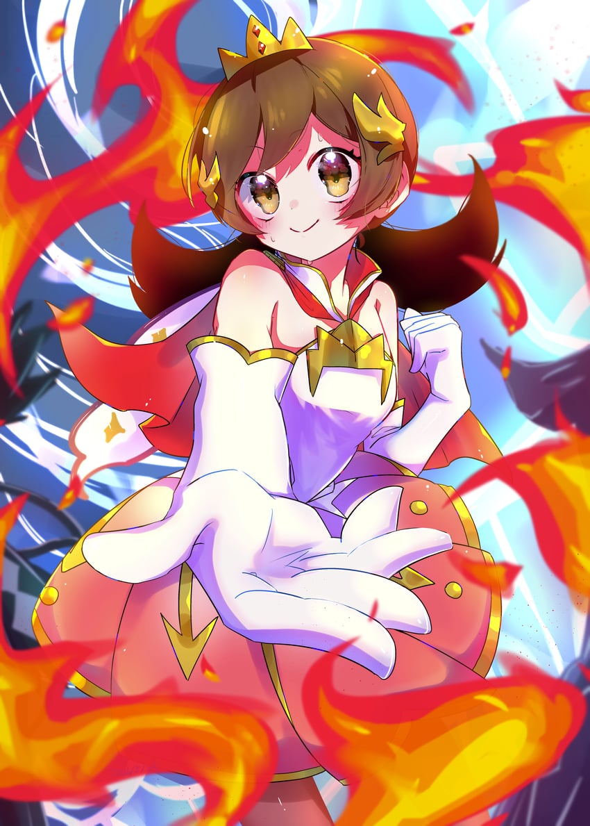 宝可梦、宝可梦大师 EX、lyra (champion) (pokemon) 1名女孩 露肩 模糊 棕眼睛 棕发