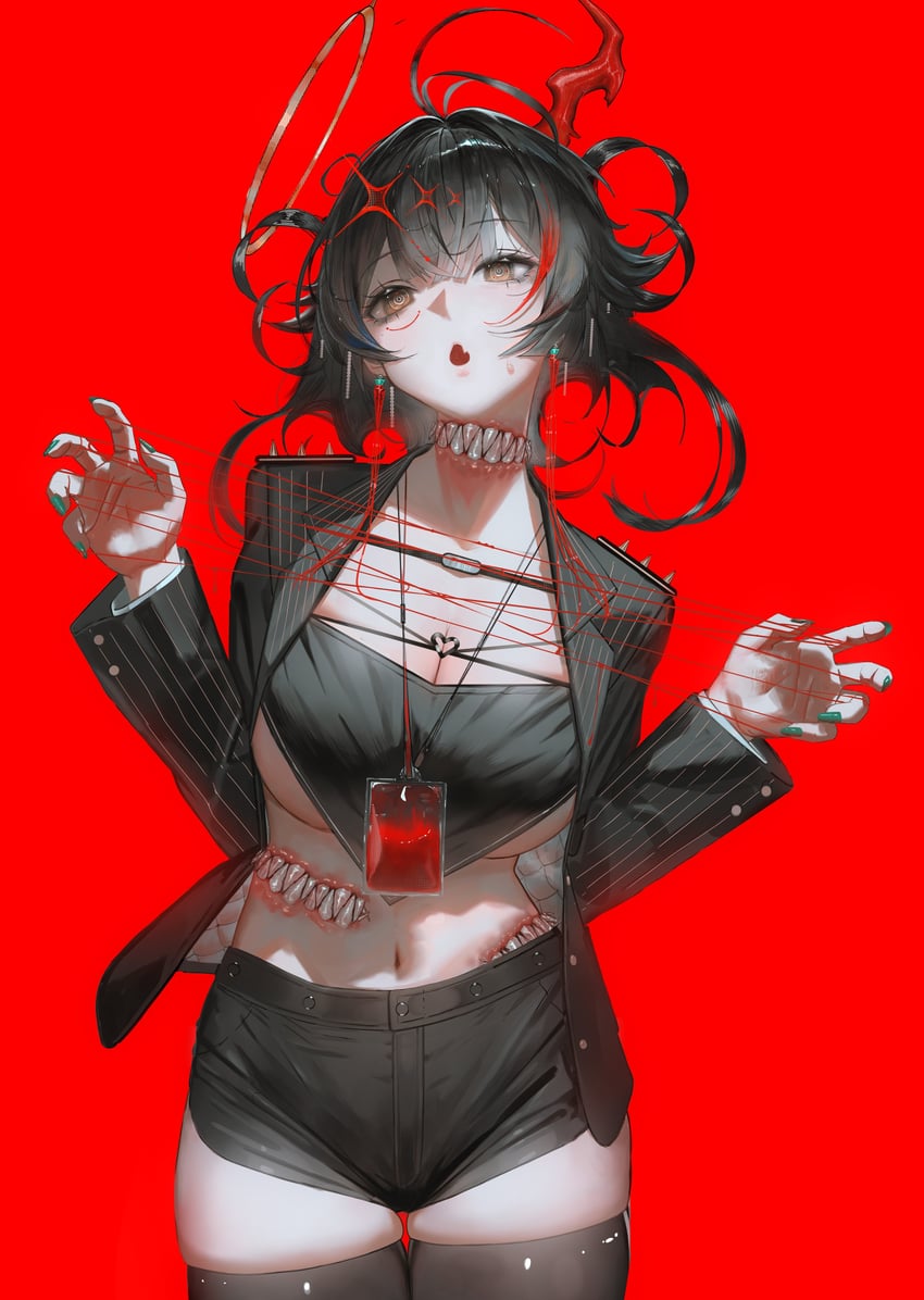 原创 1名女孩 @_@ 呆毛 黑发 黑色夹克