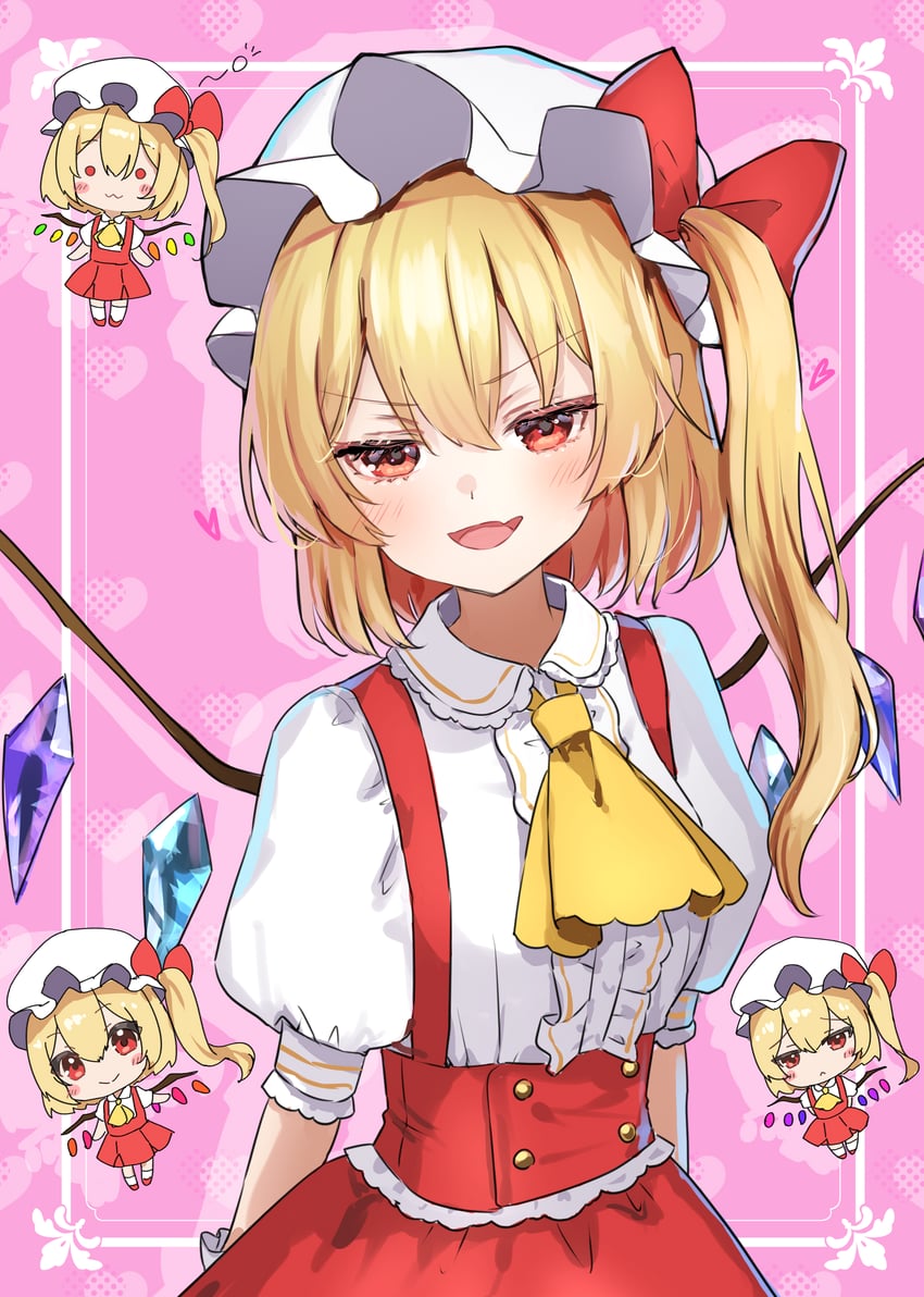 东方Project、芙兰朵露·斯卡蕾特 1名女孩 猫脸笑 替换服装 阿斯科特领巾 金发