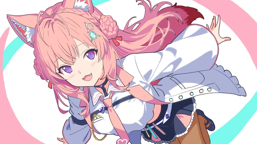 Hololive、博衣小夜里、博衣小夜璃 (第一套服装) 1名女孩 :D 兽耳 黑鞋 黑色裙子