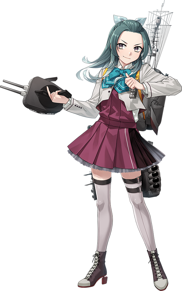 舰队Collection、凉波 (舰队收藏)、suzunami kai ni (kancolle) 1名女孩 改造炮塔 水蓝色蝴蝶结 水蓝色蝴蝶结 西装外套
