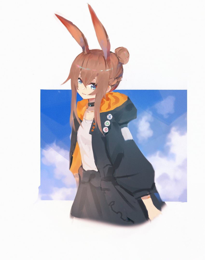明日方舟、阿米娅 (明日方舟) 1名女孩 替换服装 不同发型 兽耳 黑色项圈