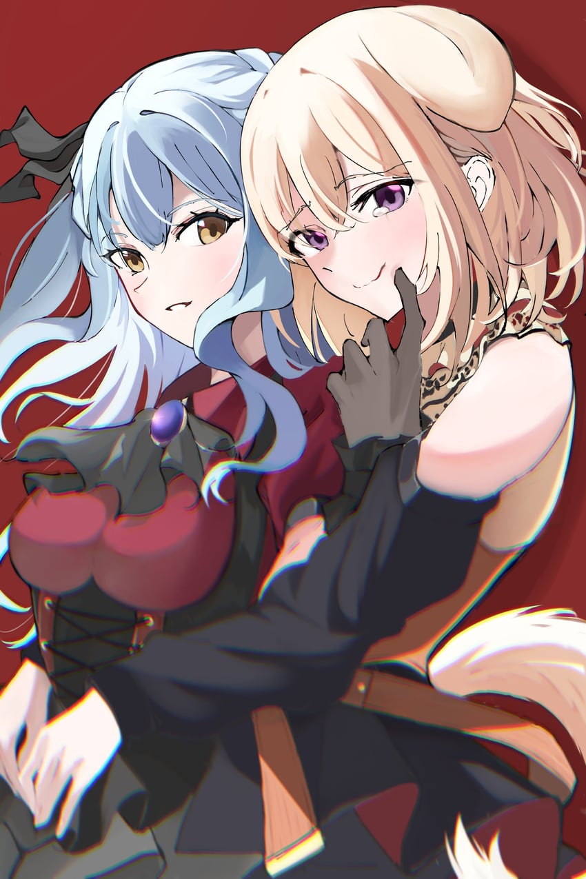 BanG Dream!、Bang Dream! It's MyGO!!!!!、丰川祥子 (Doloris) 2名女孩 兽耳 黑色紧身胸衣 金发 蓝发