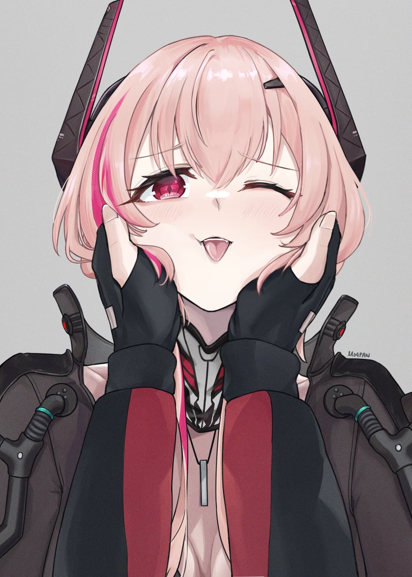 少女前线、少女前线2：追放、指挥官 (少女前线) 1名女孩 1个其他角色 :D 微笑 黑色手套