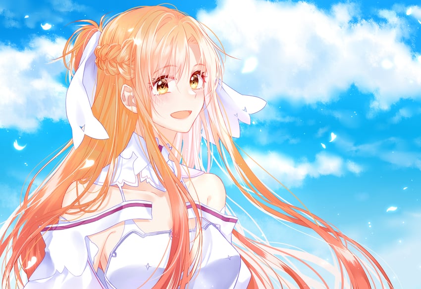刀剑神域、刀剑神域：Alicization、刀剑神域：爱丽丝篇 异界战争 1名女孩 :D 铠甲 露肩 蓝天
