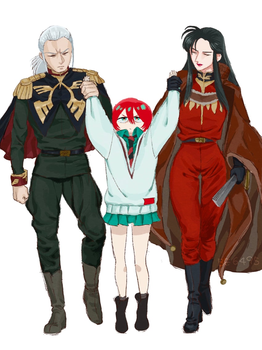 高达、机动战士敢达 0083、高达 水色瞳 举起双手 黑发 靴子 斗篷