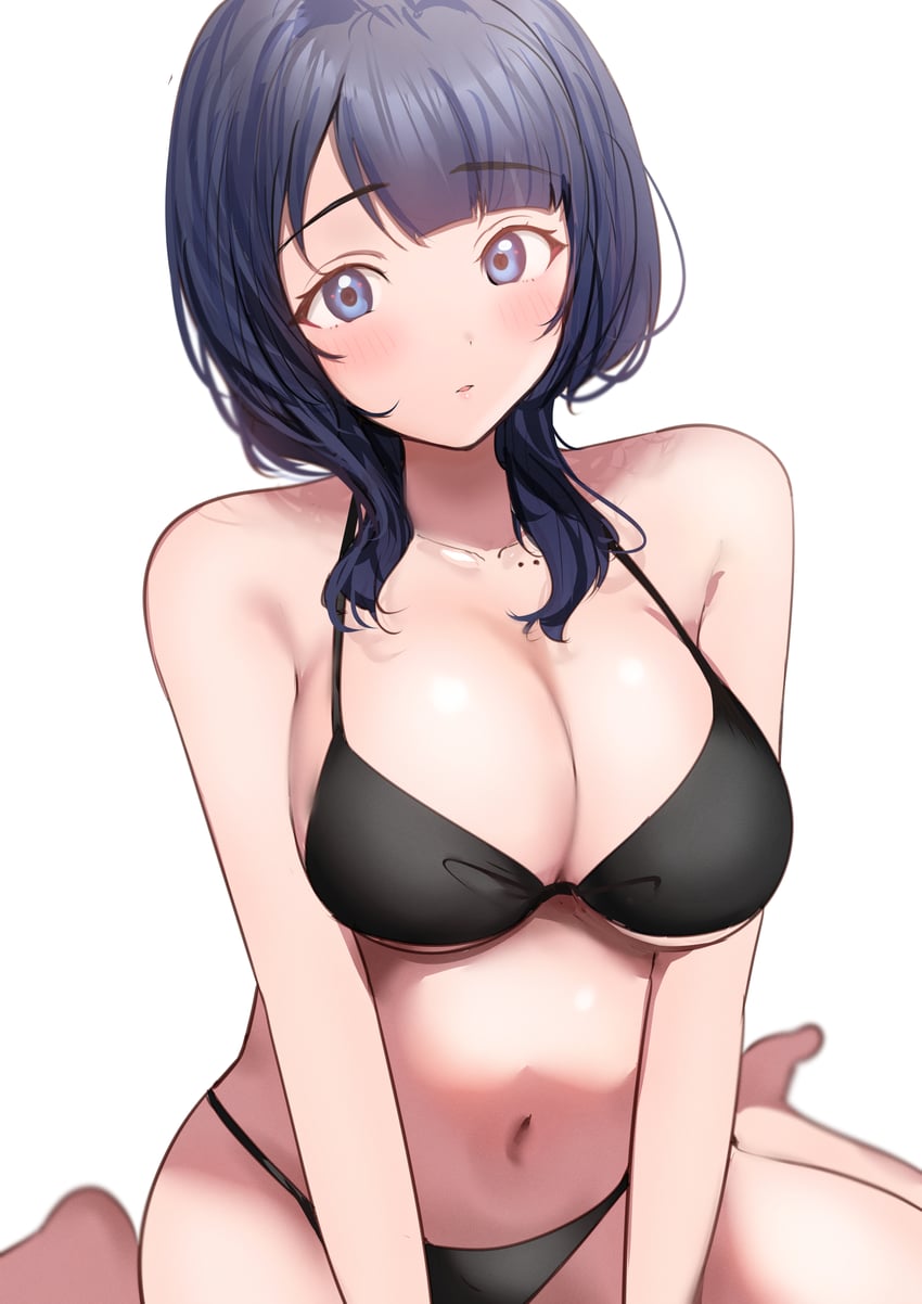 Love Live!、Love Live! 虹咲学园学园偶像同好会、朝香果林 1名女孩 露肩 比基尼 黑色比基尼 黑发