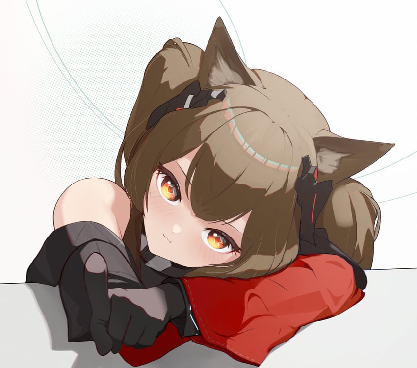 明日方舟、明日方舟：终末地、安洁莉娜 (明日方舟) 1名女孩 兽耳毛 兽耳 露肩 黑色手套