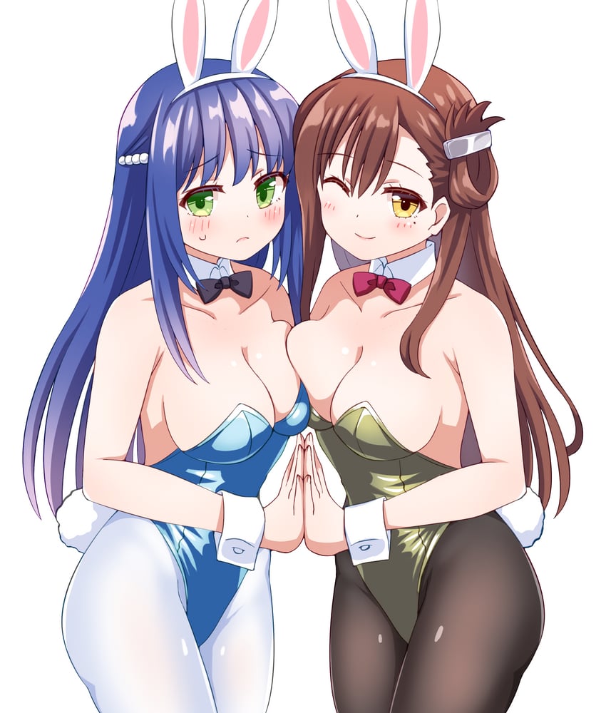 Anne Happy、学园孤岛、云雀丘瑠璃 2名女孩 兽耳发箍 兽耳 非对称对接 黑色蝴蝶结