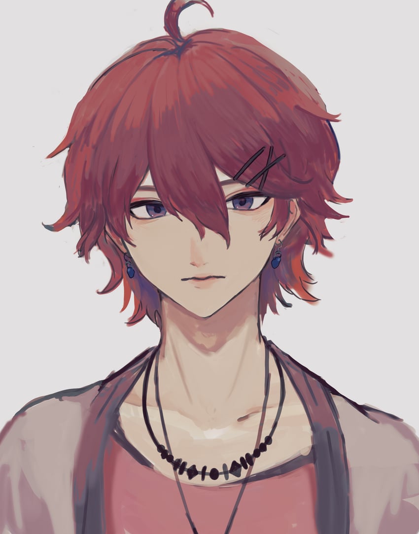 原创 1名男孩 呆毛 黑洞状瞳孔 特写 锁骨