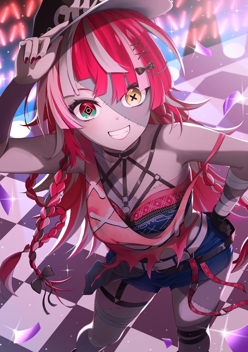 Hololive、Hololive Indonesia、库雷吉·奥莉 1名女孩 整理衣服 整理头饰 包扎的手臂 绷带