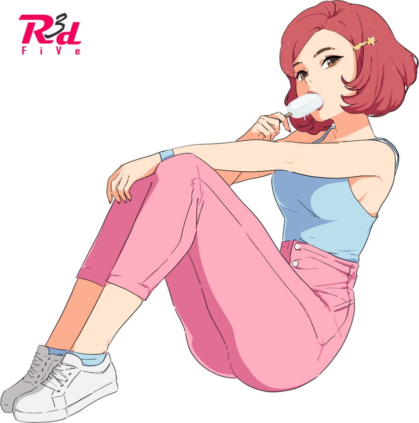 原创、sun hee (r3dfive) 1名女孩 作者标志 作者名 蓝色吊带背心 蓝袜子