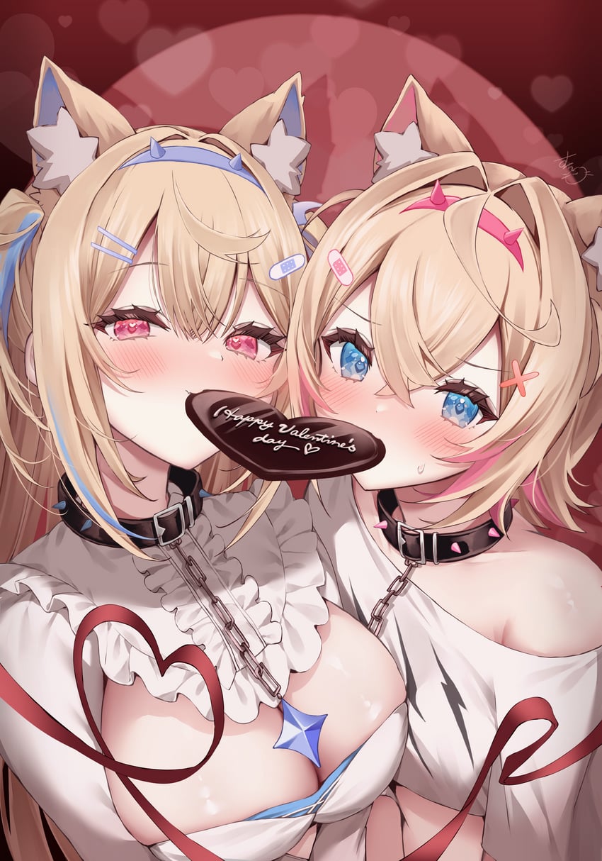 Hololive、Hololive英语、芙华瓦·阿比斯嘉德 2名女孩 动物项圈 兽耳毛 兽耳 创可贴
