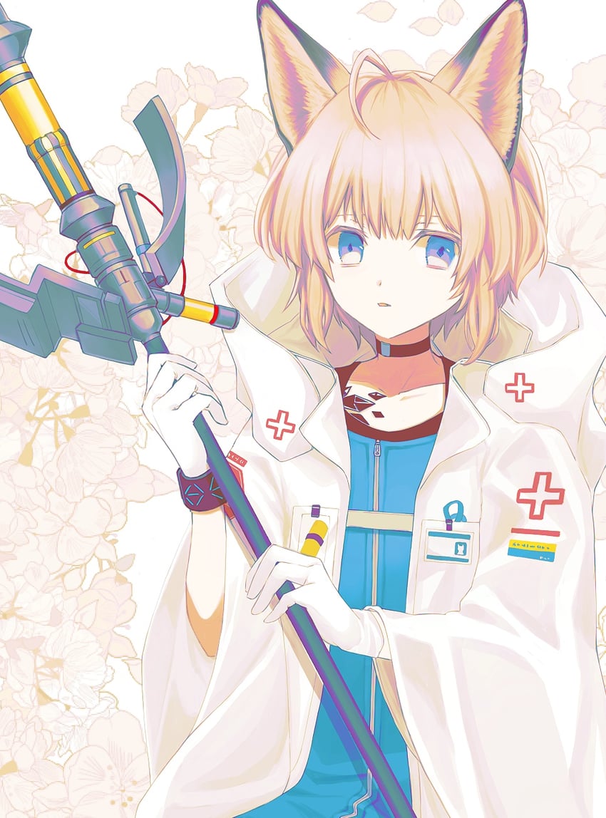 明日方舟、苏苏洛 (明日方舟) 1名女孩 呆毛 兽耳毛 兽耳 黑色项圈