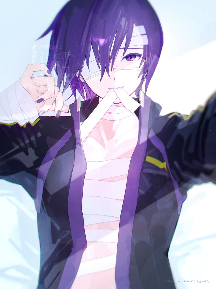 VOCALOID、汰斗 (Vocaloid) 1名男孩 裹胸绷带 缠绷带的手 缠着绷带的头 缠绷带的脖子