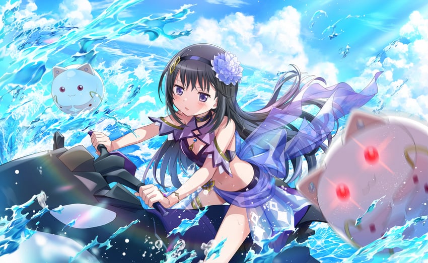 魔法少女小圆、魔法少女小圆、魔法少女小圆 Magia Exedra 1名女孩 后背蝴蝶结 球 裸腿 露肩