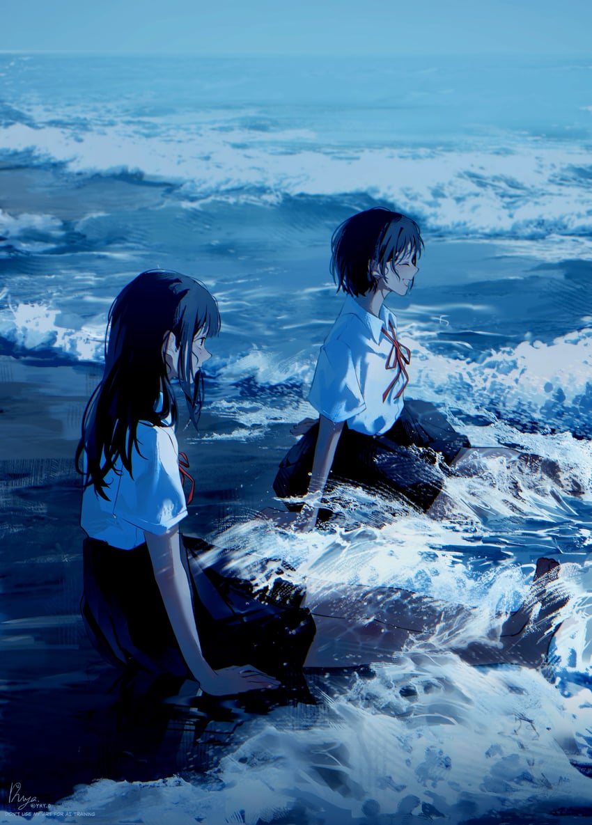 原创 2名女孩 :D 海滩 黑发 黑色裙子