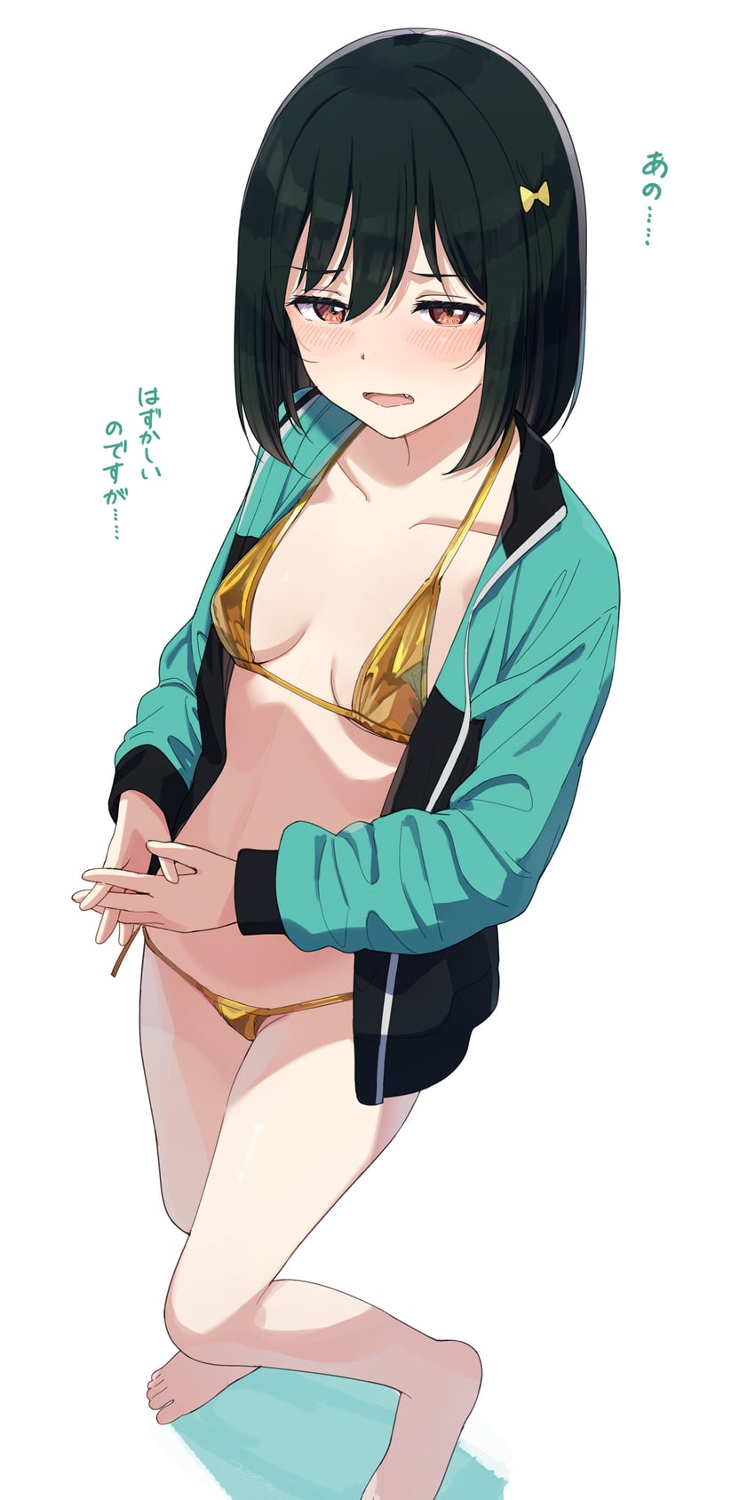 Love Live!、Love Live! 虹咲学园学园偶像同好会、三船栞子 1名女孩 比基尼 脸红 蝴蝶结 乳房