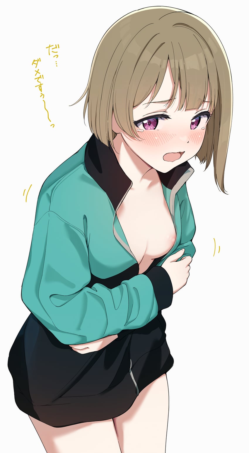 Love Live!、Love Live! 虹咲学园学园偶像同好会、中须霞 1名女孩 露乳晕 脸红 乳房 棕发