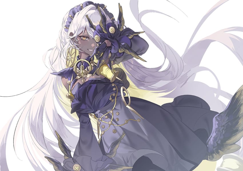 韵律源点 Arcaea、helena (arcaea) 1名女孩 露肩 黑色连衣裙 黑肉 假领