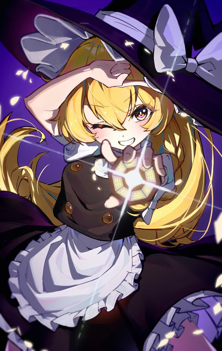 东方Project、雾雨魔理沙 1名女孩 :D 微笑 瞄准 瞄准观众
