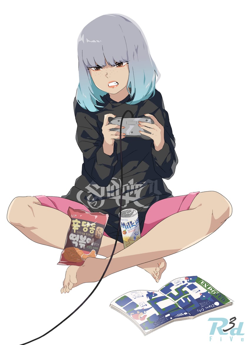 原创、kyung-hu (r3dfive) 1名女孩 水色发 作者标志 作者名 赤脚