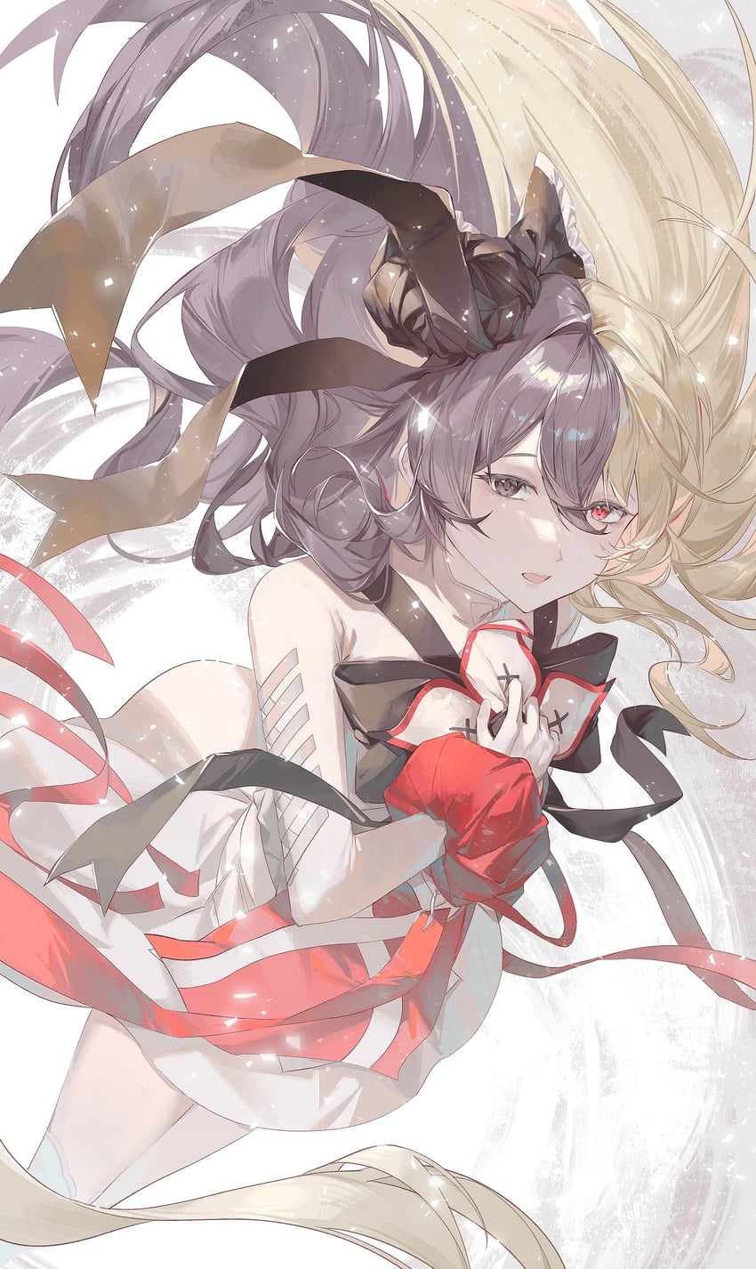 韵律源点 Arcaea、玛雅 (Arcaea) 黑色蝴蝶结 黑瞳 黑发 黑色发带 金发