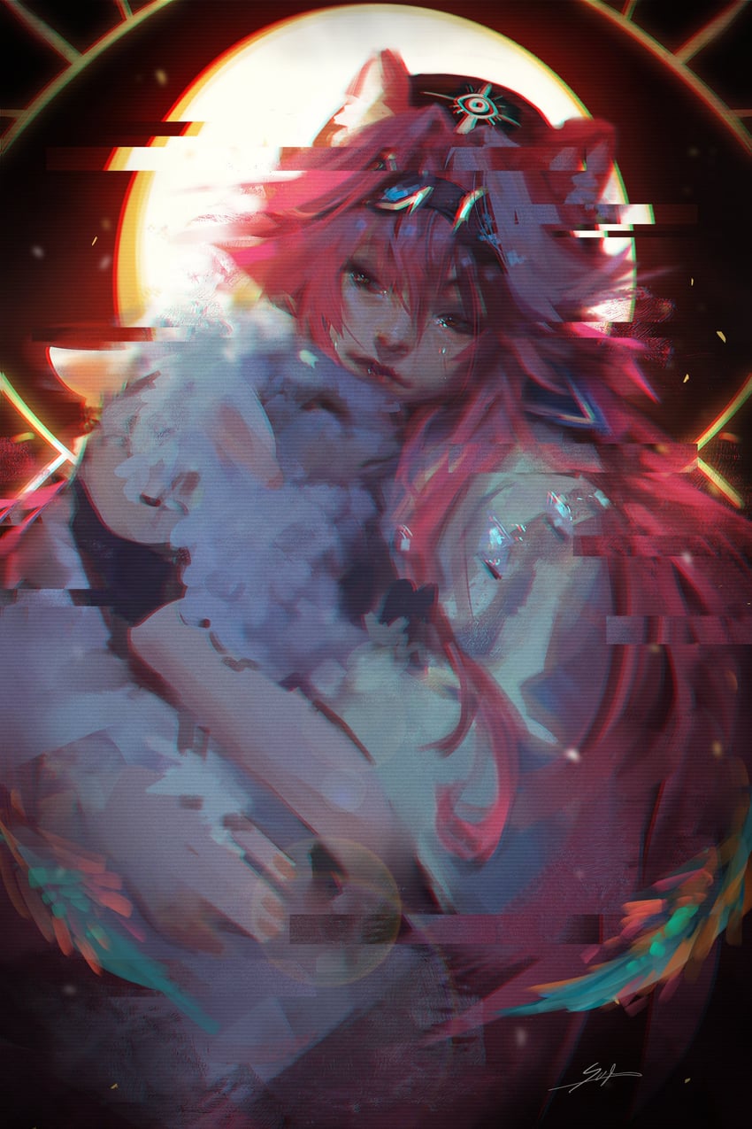 Hololive、Hololive英语、Raora Panthera (Hololive) 1名女孩 兽耳 拥抱动物 黑色手套 斗篷
