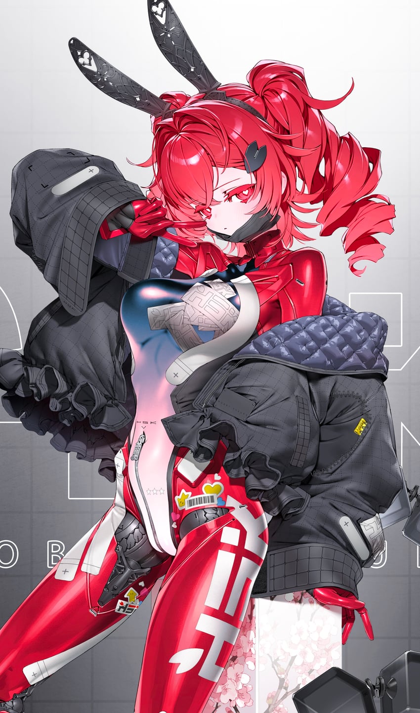 hobby sakura、原创、nana (orihira) 1名女孩 兽耳发箍 兽耳 黑色大衣 乳房