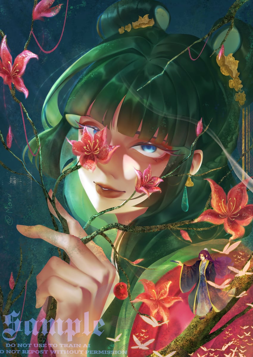 药屋少女的呢喃、壬氏（药屋少女的呢喃）、猫猫 (药屋少女的呢喃) 1名男孩 1名女孩 蓝眼 齐刘海 双团子头