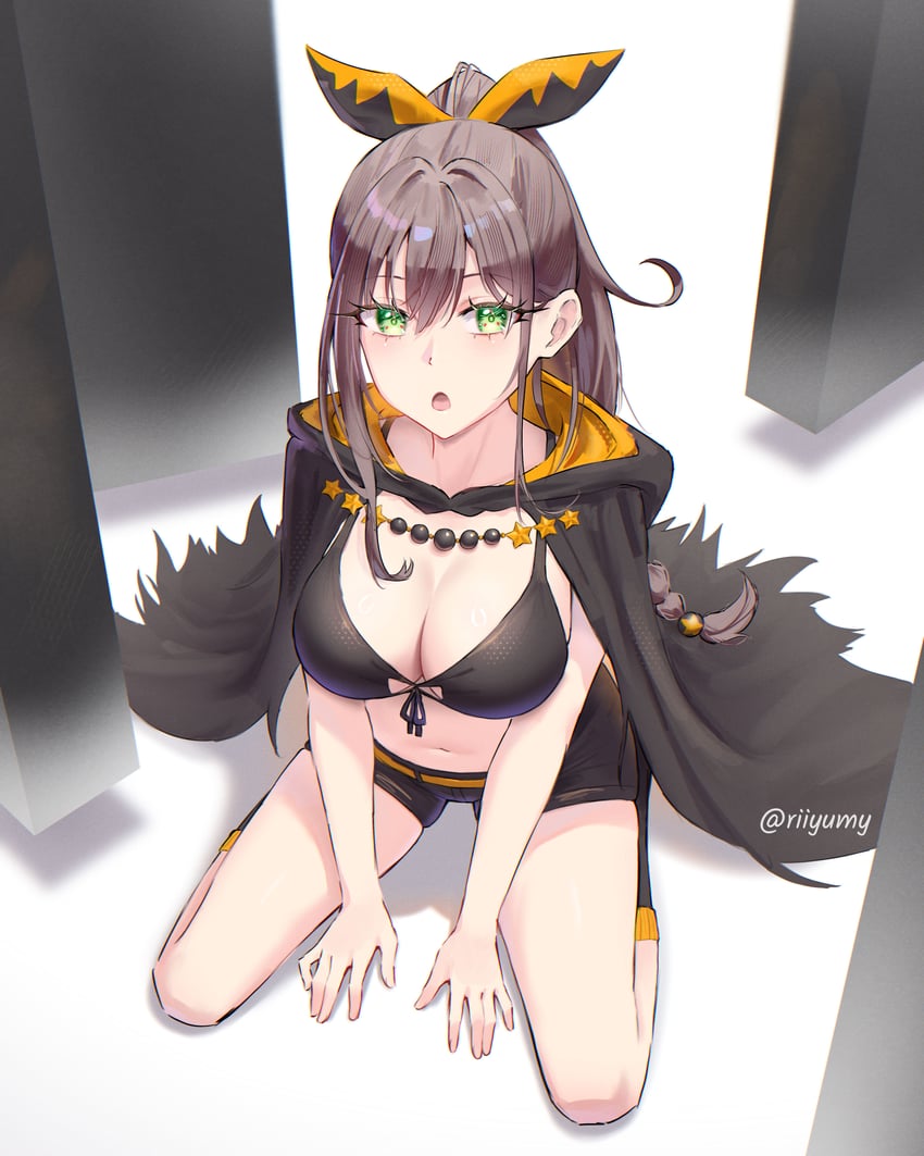 Re:从零开始的异世界生活、夏拉 (从零开始的异世界生活) 1名女孩 比基尼 只穿比基尼上衣 黑色比基尼 黑色短裤