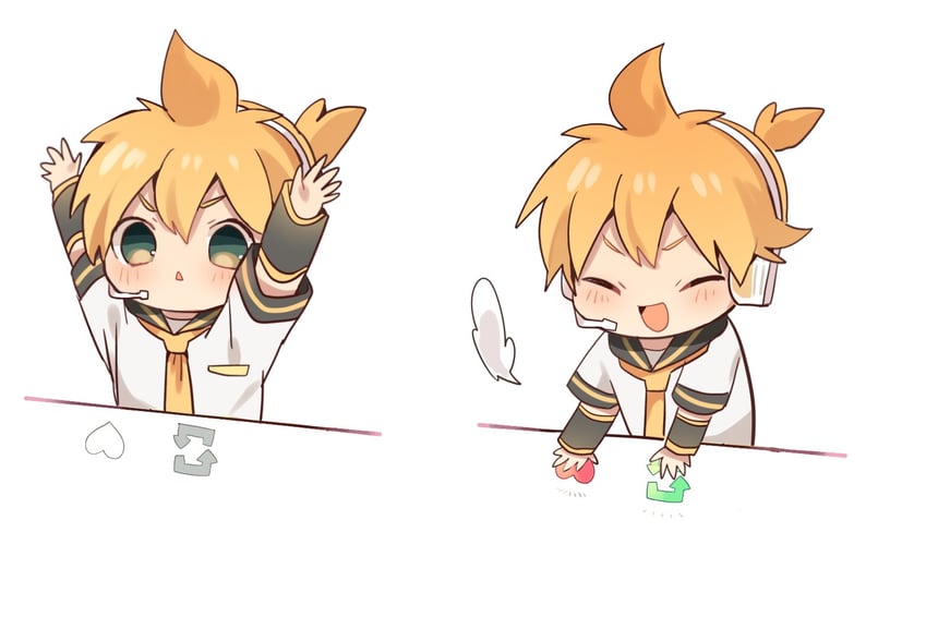 VOCALOID、镜音连 1名男孩 :D 呆毛 黑色水手领 金发