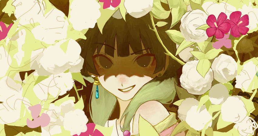 药屋少女的呢喃、猫猫 (药屋少女的呢喃) 露肩 蓝色宝石 齐刘海 脸红 边框