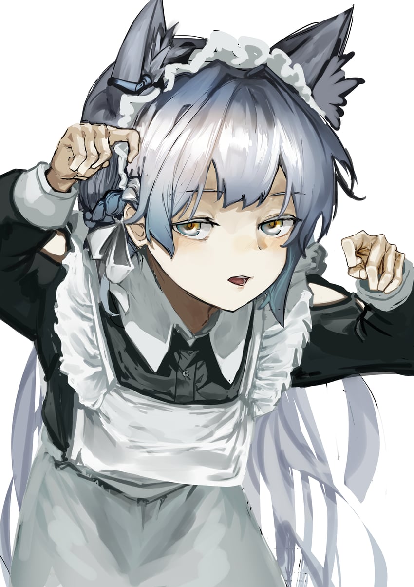 明日方舟、迷迭香 (明日方舟) 1名女孩 替换服装 兽耳毛 兽耳 围裙