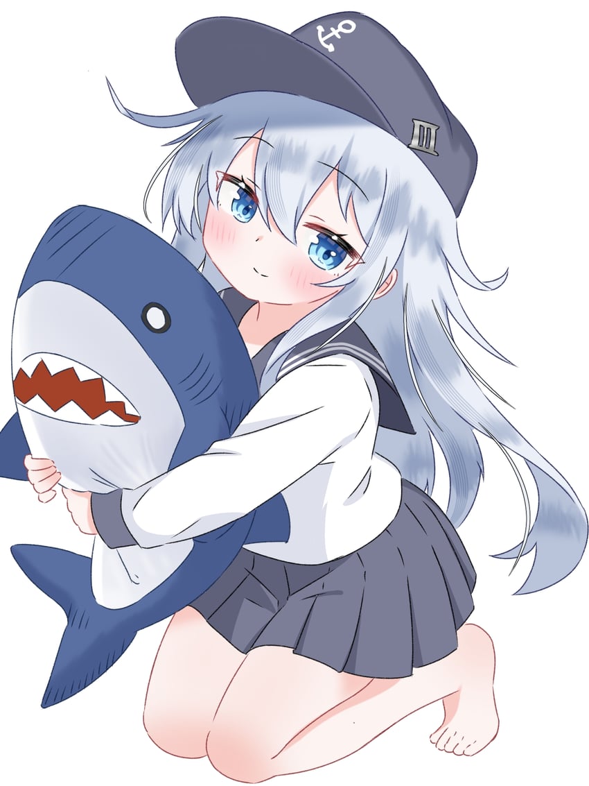 舰队Collection、响 锚标志 赤脚 蓝眼 蓝发 蓝帽子