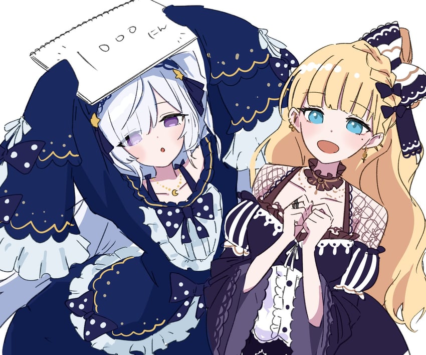 魔法少女的小镇审判、夏目安安、佐佐木米莉亚 黑色蝴蝶结 黑色项圈 黑色连衣裙 金发 蓝眼