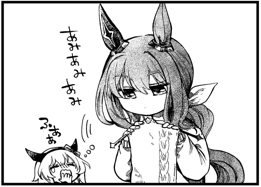 赛马娘、爱慕织姬 (赛马娘)、真机伶 (赛马娘) 2名女孩 无语 兽耳 脸红 蝴蝶结