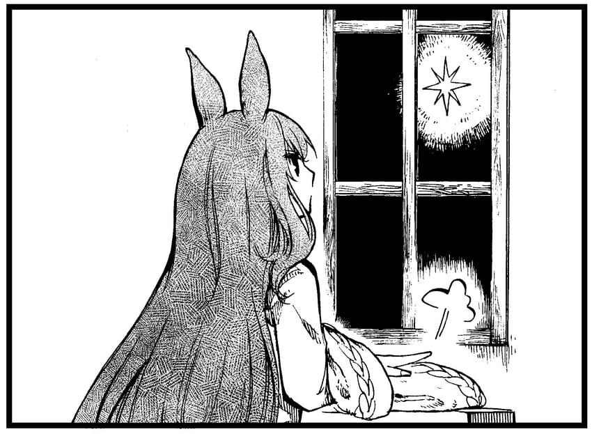 赛马娘、爱慕织姬 (赛马娘) 1名女孩 兽耳 漫画 灰度 披散的头发