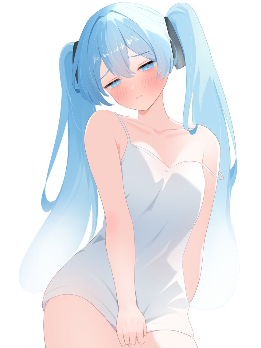 VOCALOID、初音未来 1名女孩 :t 裸臂 黑色丝带 蓝眼