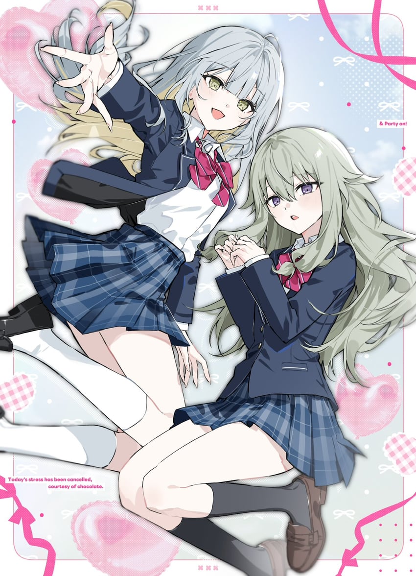 原创、世界计划、草薙宁宁 2名女孩 :D 气球 黑袜 西装外套