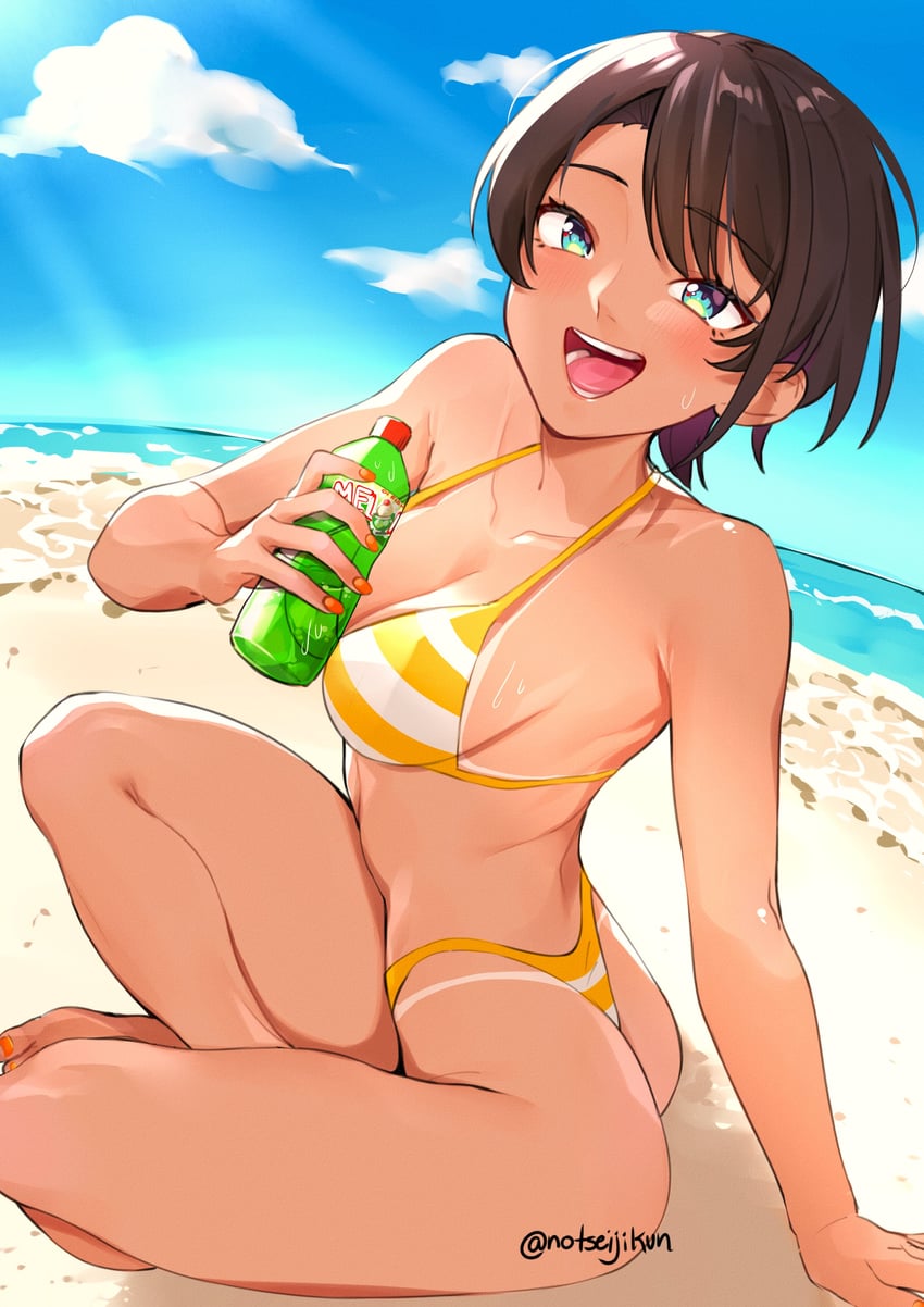 Hololive、大空昂 1名女孩 屁股 赤脚 海滩 比基尼