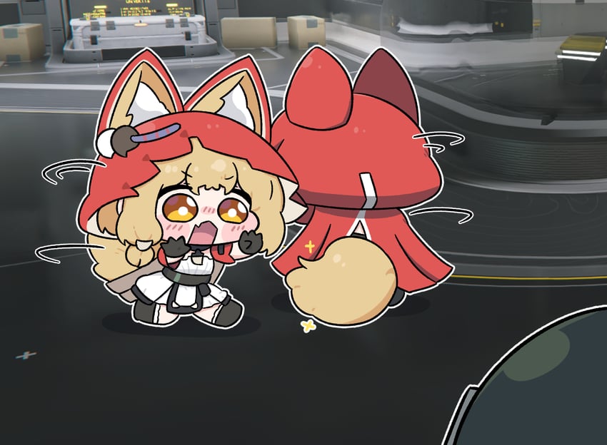 明日方舟、明日方舟：终末地、管理员 (明日方舟) 2名女孩 残像 兽耳 黑色手套 黑发