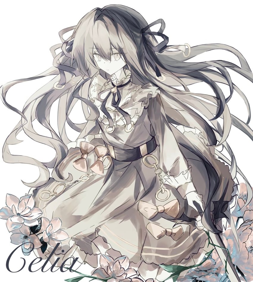 韵律源点 Arcaea、对立 (Arcaea)、对立（Axium）（音弧） 1名女孩 围兜领 黑色连衣裙 黑发 黑色丝带