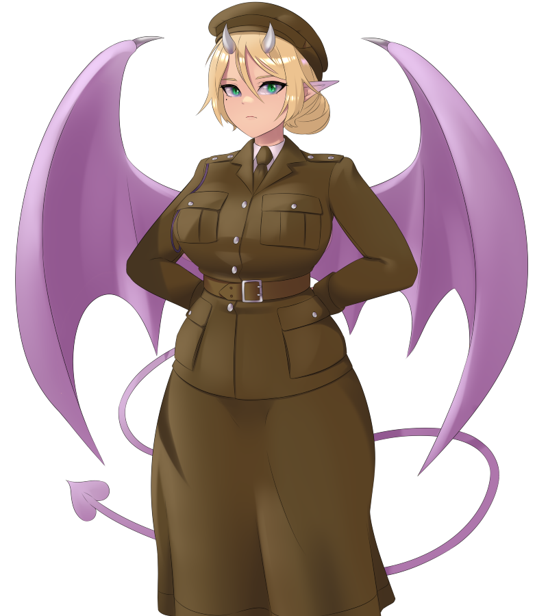lilith's throne、elizabeth (lilith's throne) 1名女孩 双手背在身后 腰带 金发 胸袋
