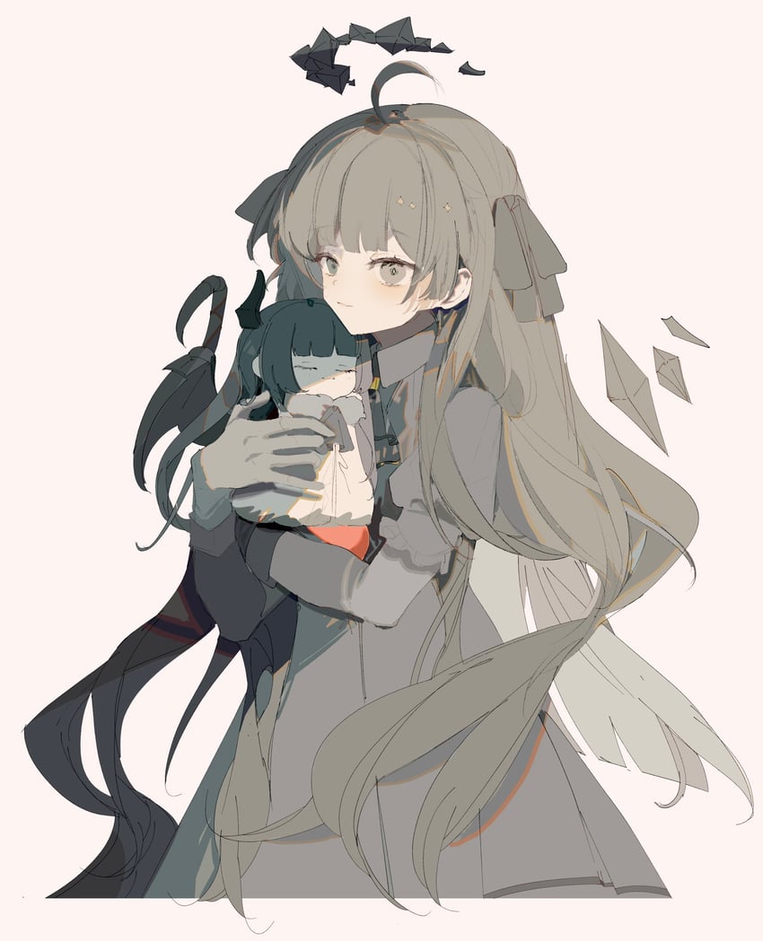 明日方舟、塑心 (明日方舟)、维尔图奥萨 (葬礼) (明日方舟) 1名女孩 呆毛 阿斯科特领巾 黑色细领带 黑领